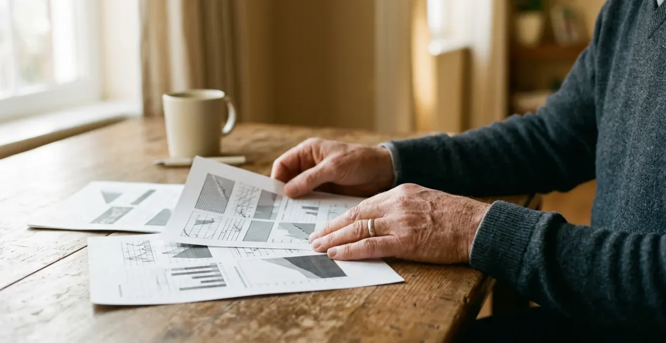 Personne en arrêt maladie consultant des documents de protection sociale sur une table