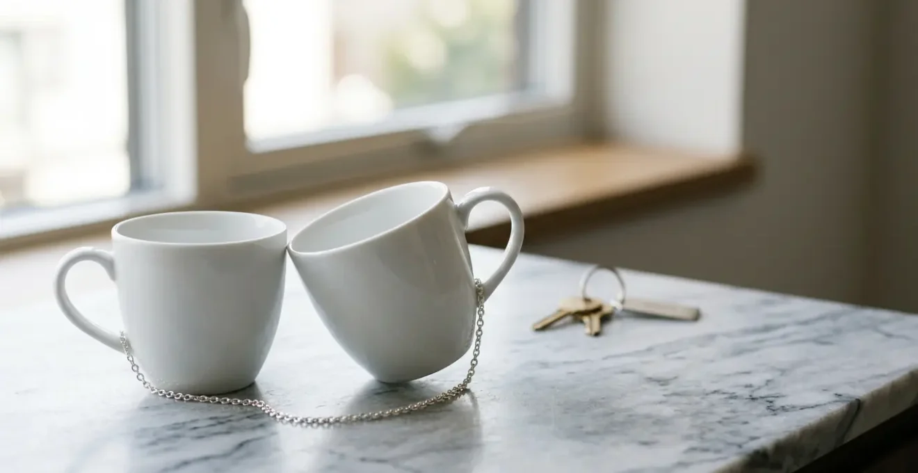 Concept symbolique représentant les implications juridiques d'un emprunt conjoint pour couple non marié