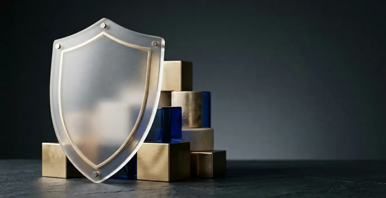 Représentation symbolique de la sécurisation financière d'une entreprise face aux impayés commerciaux