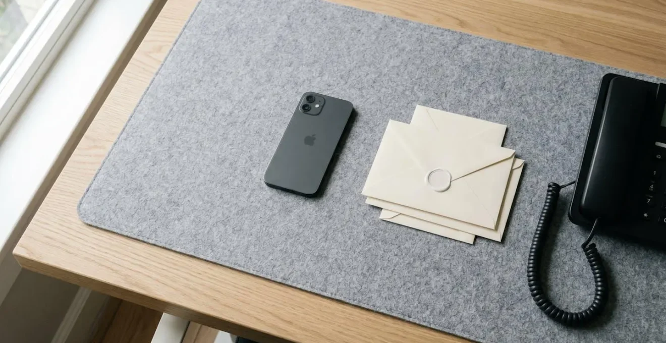 Bureau avec plusieurs moyens de communication professionnelle symbolisant la stratégie multicanale