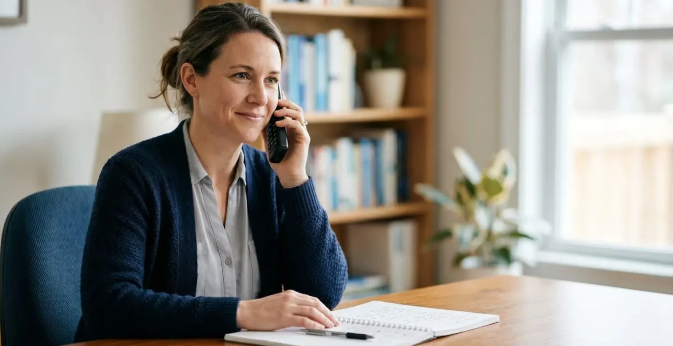 Consultation téléphonique avec un juriste dans un environnement calme et professionnel