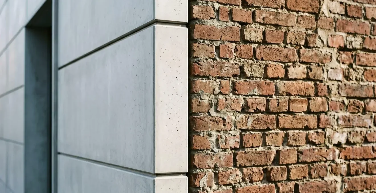 Contraste symbolique entre construction neuve et batiment ancien representant les differences de charges